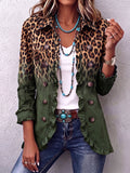 Louise — Blazer Leopardo Degradado Verde Oliva con Volantes