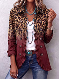 Olivia | Blazer Leopardo Degradado Burdeos con Volantes