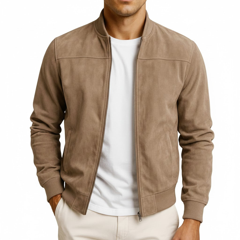 Marceaux - Cazadora de ante auténtica para hombre