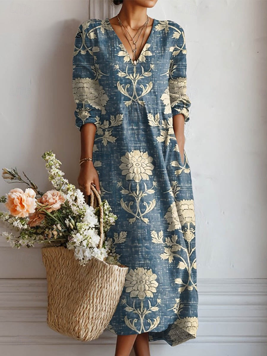 Annika – Vestido midi relajado de estampado floral